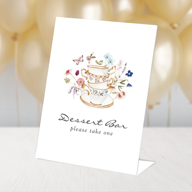 Signe De Table Pancarte de dessert pour thé de mariage (Floral Bridal Tea Party Dessert Sign by Painted Paperie
)