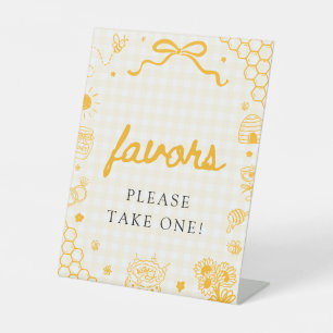 Signe De Table Pancarte de faveurs abeille à miel à carreaux jaun