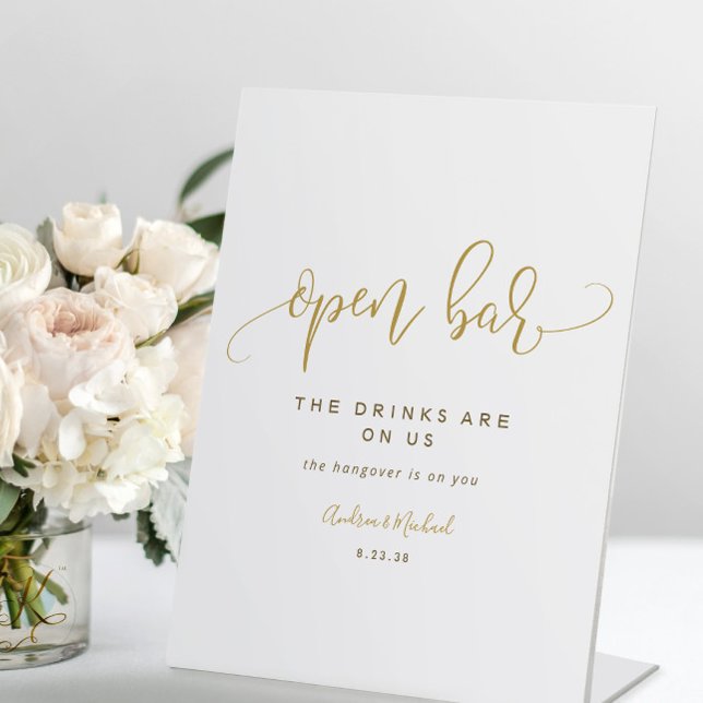 Signe De Table Pancarte de mariage à bar ouvert Calligraphie tour (Créateur téléchargé)