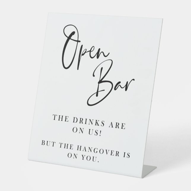 Signe De Table Pancarte de mariage Bar Ouvert  (Recto)