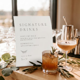 Signe De Table Pancarte de mariage minimaliste beige pour boisson