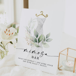 Signe De Table Pancarte de Mimosa pour une Baby Shower Royale ave