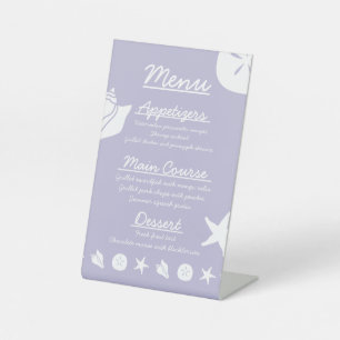 Signe De Table Pancarte de piédestal Coquillages d'été en lavande