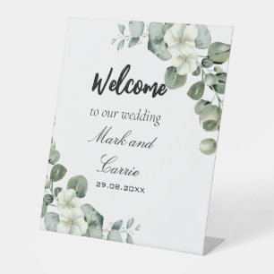 Signe De Table Pancarte de piédestal de mariage de feuillage de f