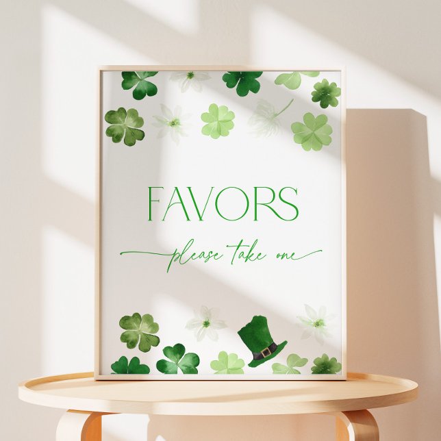 Signe De Table Pancarte de présentoir pour faveur verte de la Sai (St. Patricks Day green shamrock Favors Sign)