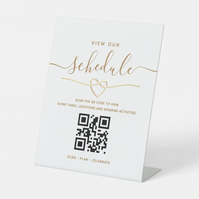 Signe De Table Pancarte de table de programme de mariage à code Q (Recto)