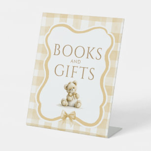 Signe De Table Pancarte de table pour Baby Shower Ourson Livres &