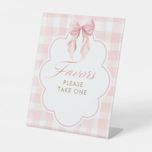 Signe De Table Pancarte de table pour la baby shower avec un nœud