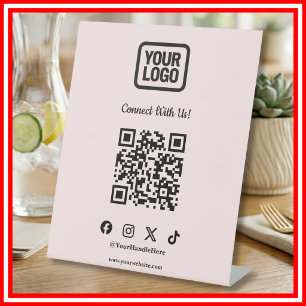 Signe De Table Pancarte de table pour les médias sociaux QR ros