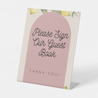 Signe De Table Pancarte de table pour livre d'or citron rose