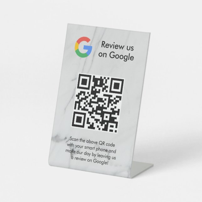 Signe De Table Pancarte de tablette de code QR de critiques Googl (Recto)