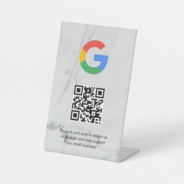 Signe De Table Pancarte de tablette de code QR de critiques Googl (Recto)
