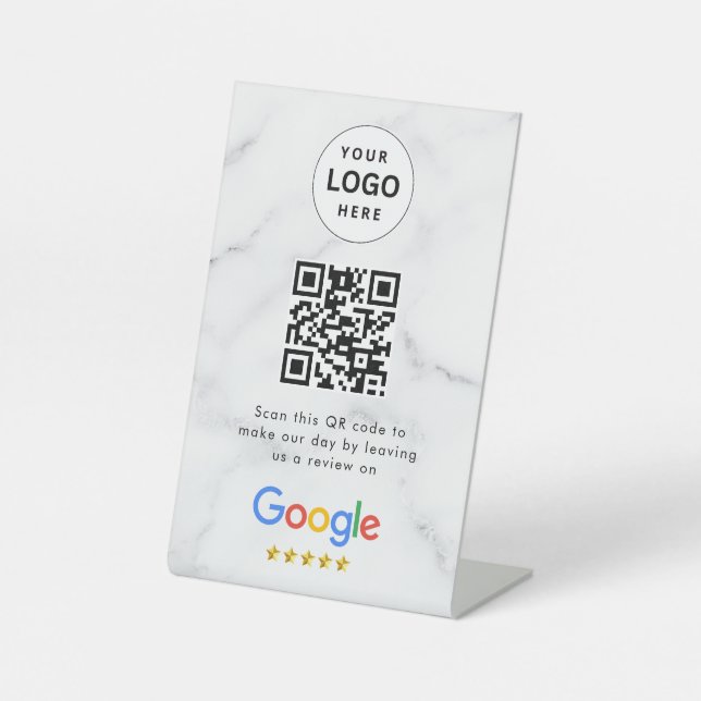 Signe De Table Pancarte de tablette de code QR de critiques Googl (Recto)