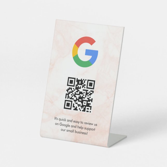 Signe De Table Pancarte de tablette de code QR de critiques Googl (Recto)
