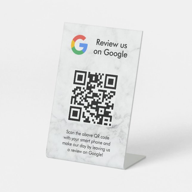 Signe De Table Pancarte de tablette de code QR de critiques Googl (Recto)