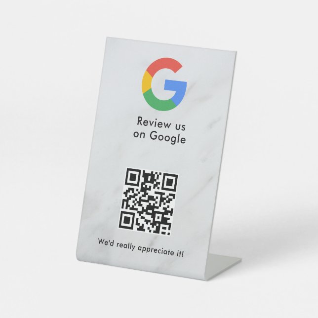Signe De Table Pancarte de tablette de code QR de critiques Googl (Recto)