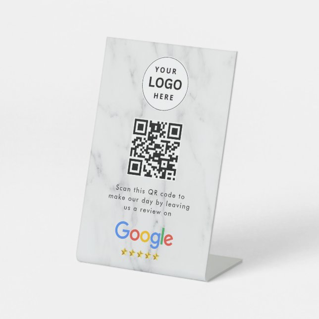 Signe De Table Pancarte de tablette de code QR de critiques Googl (Recto)