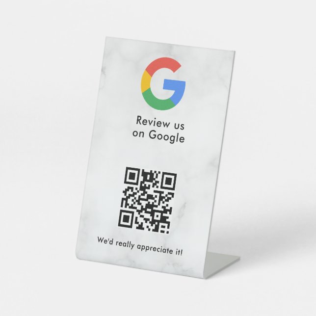 Signe De Table Pancarte de tablette de code QR de critiques Googl (Recto)