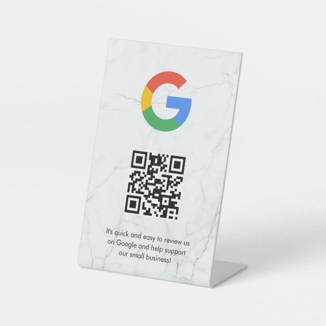 Signe De Table Pancarte de tablette de code QR de critiques Googl (Recto)