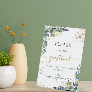 Signe De Table Pancarte de verdure d'eucalyptus signant notre liv