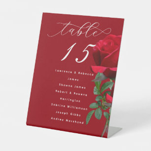 Signe De Table Pancarte debout de table de rose rouge Liste des n
