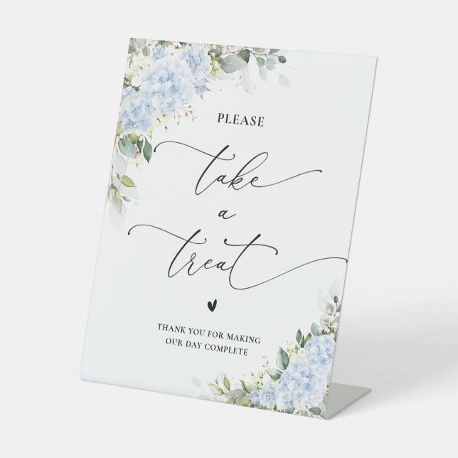 Signe De Table Pancarte Fleurie Hydrangea Bleu Prenez Une Friandi (Recto)