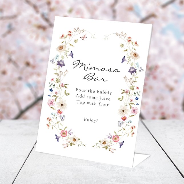 Signe De Table Pancarte Mimosa pour Thé de Mariée (Floral Bridal Tea Party Mimosa Sign by Painted Paperie
)