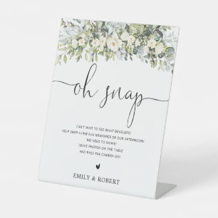 Signe De Table Pancarte Oh Snap Fleurs Blanches pour Mariage