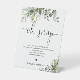 Signe De Table Pancarte Oh Snap pour Baby Shower Eucalyptus