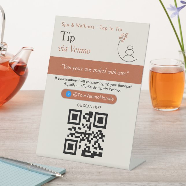 Signe De Table Pancarte QR Code Conseils Venmo Neutre | Conseils  (In SItu)