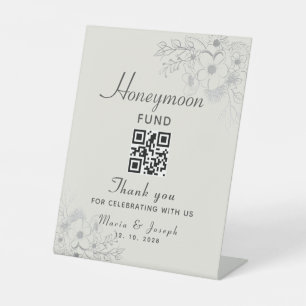 Signe De Table Pancarte QR Code de Caisse de Lune de Miel de Mari