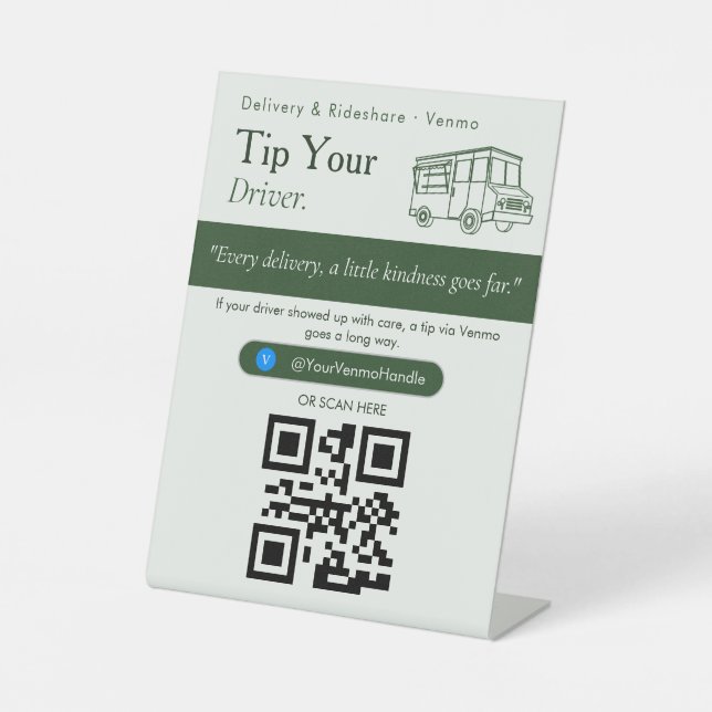 Signe De Table Pancarte QR Code Neutre pour Pourboire à votre Bar (Recto)