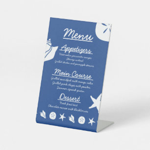 Signe De Table Pancarte sur Pied Coquillages d'Été en Bleu