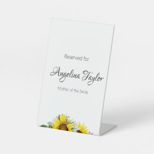 Signe De Table Pancartes de table de mariage jaune tournesol