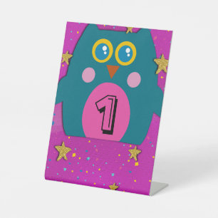 Signe De Table Pancartes de table violettes sarcelles Hibou Numér