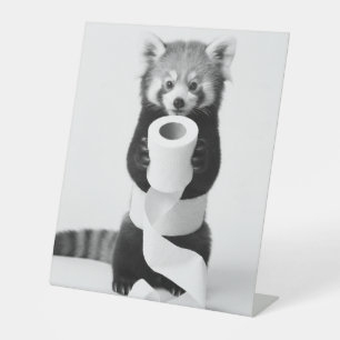 Signe De Table Panda roux adorable tenant du papier toilette Mini