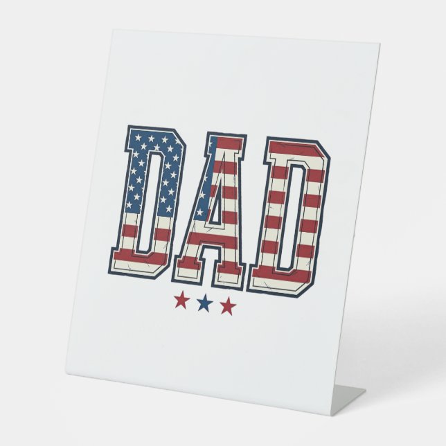 Signe De Table Papa patriote Drapeau américain Design vectoriel v (Recto)