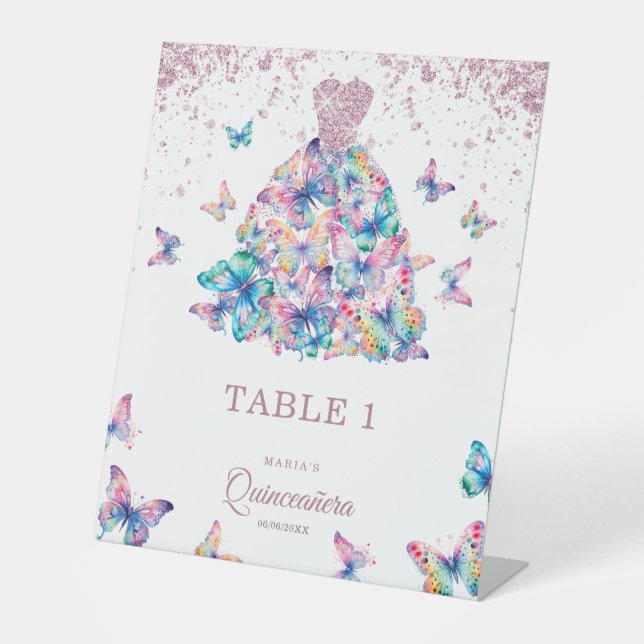 Signe De Table Papillons rose Gold Sparkling Gown Quinceanera (Recto)