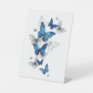 Signe De Table Papillons volants bleus Morpho