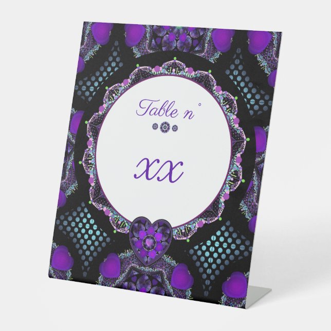 Signe De Table Parapluie violet & coeurs .7 (Recto)