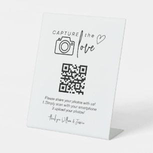 Signe De Table Partage photo de Mariage de code QR