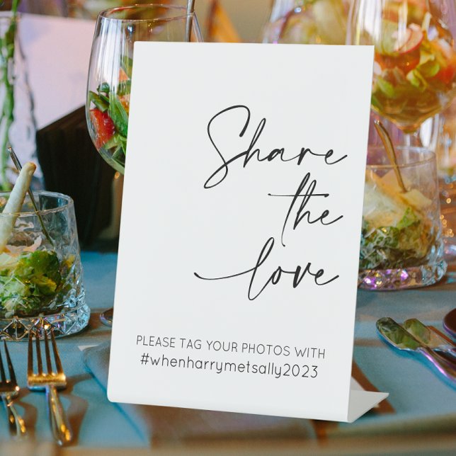 Signe De Table Partagez Le Hashtag Love Mariage (Share the love hashtag wedding sign)