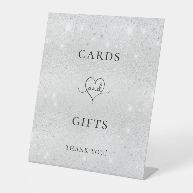 Signe De Table Parties scintillant argent cartes cadeaux (Recto)