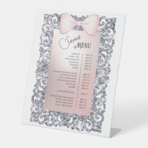 Signe De Table Parties scintillant Argent - Menu Services Bow ros