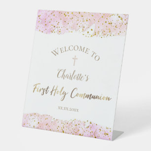Signe De Table parties scintillant d'aquarelle rose   Première co