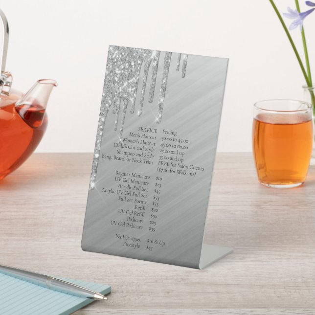 Signe De Table Parties scintillant d'argent de dépôt | Tarifs Pla (In SItu)