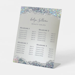 Signe De Table Parties scintillant d'argent Faux Tarifs Liste des