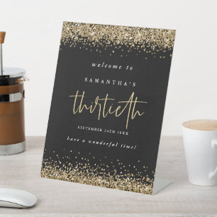 Signe De Table Parties scintillant d'or Bienvenue 30e anniversair