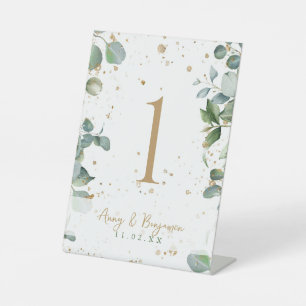 Signe De Table Parties scintillant d'or Eucalyptus - Mariage vert