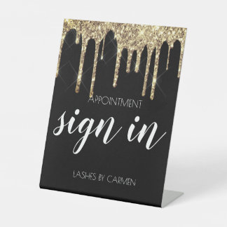 Signe De Table Parties scintillant en or noir - signature